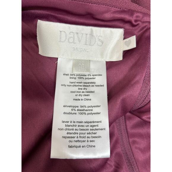 Davids Bridal Dress Size 22 Chianti Long Pleated Off the Shoulder Stretch Crepe - Picture 9 of 11